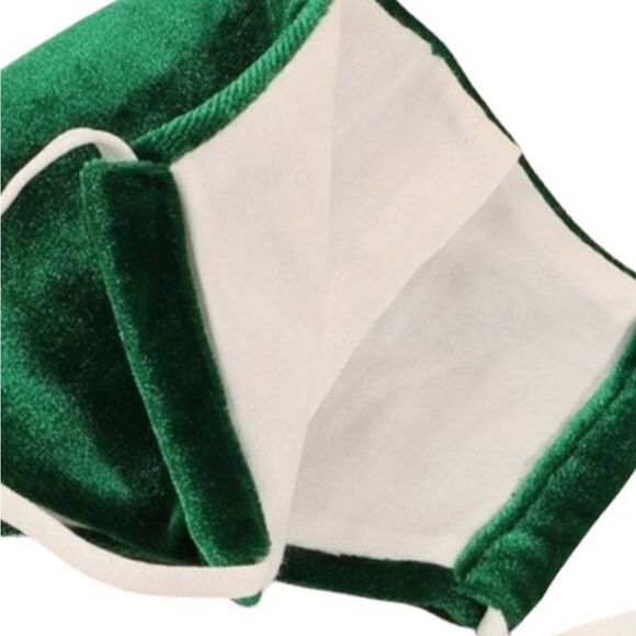 NEW Green Velvet Face Mask Cloth Lined Dressy Formal Holiday Event - Picture 3 of 5